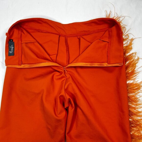 Hanifa Ava Ostrich Feather Pants Fitted Statement Blogger Fave Orange Small - Picture 15 of 16